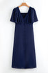Casual V Neck Button Front Flutter Sleeve Empire Waist Midi Dress